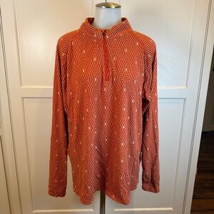 Kickee Bamboo Quarter Zip Pullover Orange Geometric Print XL